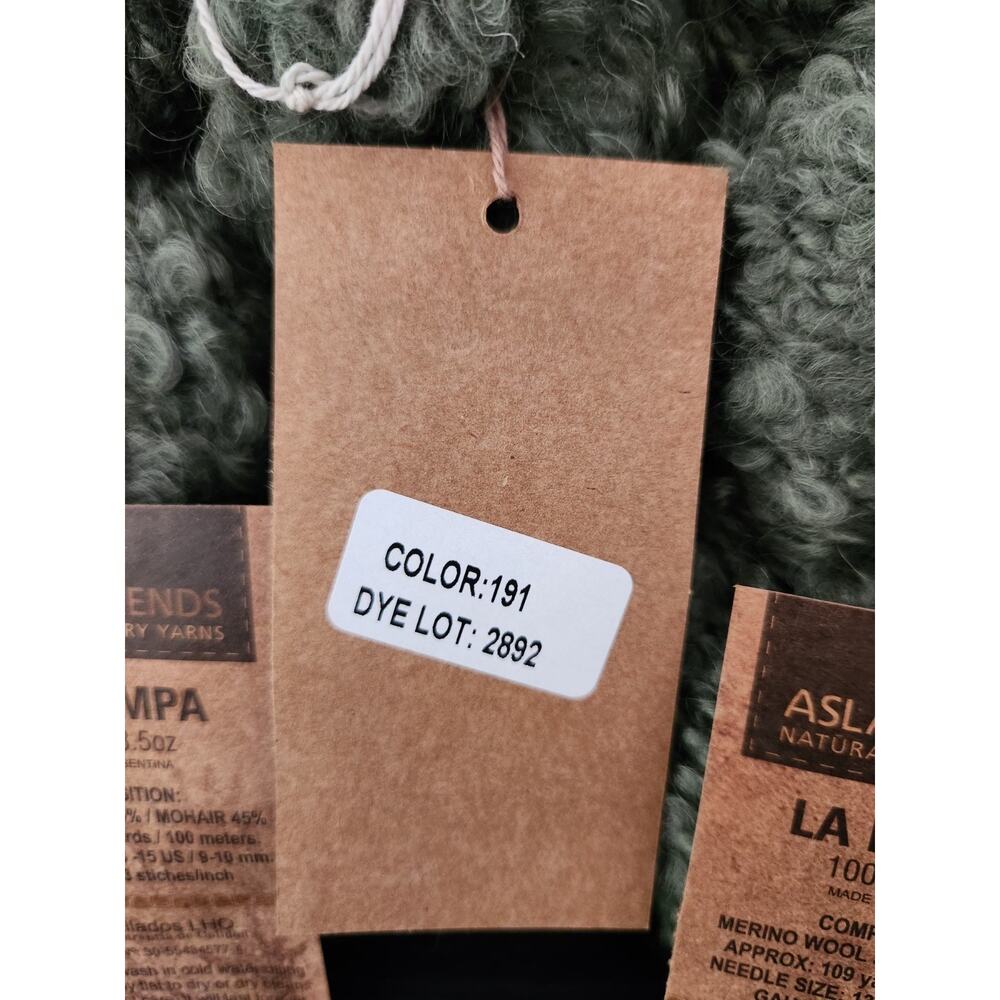 Aslan Trends La Pampa Yarn Lot Of 5 Merino Mohair Boucle Green Argentina Sealed - Picture 5 of 6